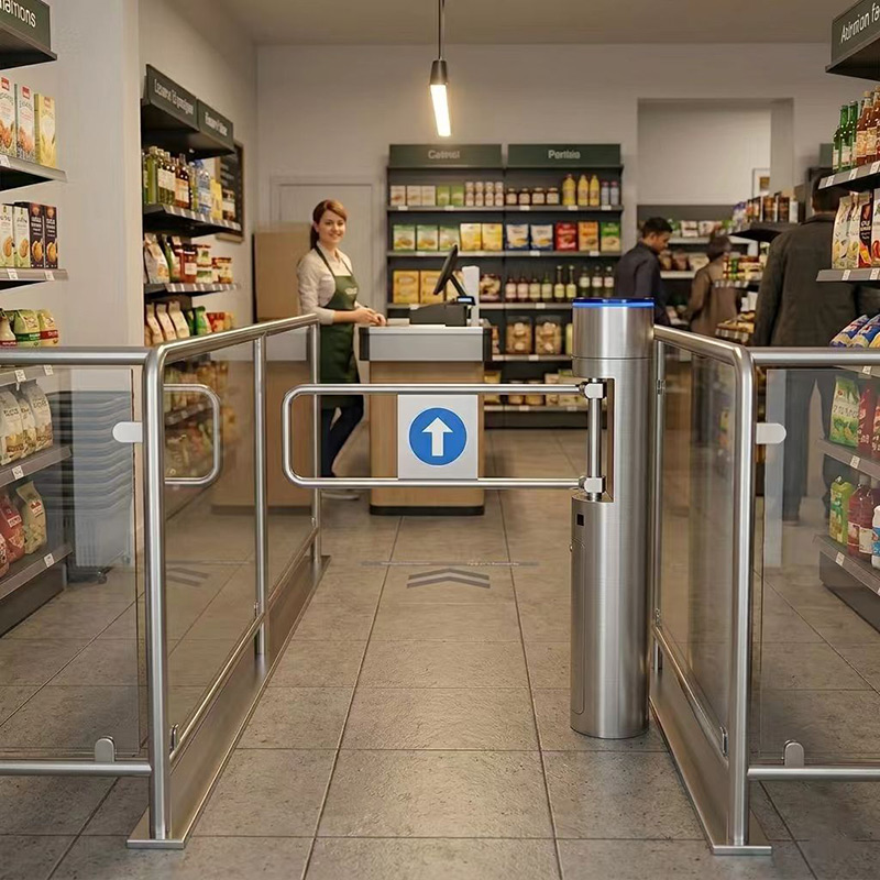 Compact Single Swing Gate For Supermarket Entrance Compact single swing gate for supermarket entrance